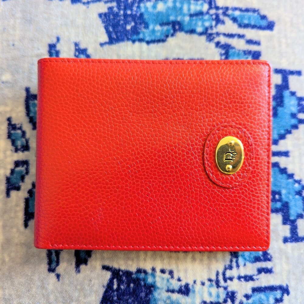 Vintage Christian Dior red bi-fold wallet - Picture 3 of 4